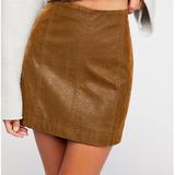 Free People Skirts | Free People Modern Femme Vegan Suede Leather Skirt | Color: Brown | Size: 10