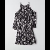 American Eagle Outfitters Dresses | Cold Shoulder Floral Dress | Color: Black | Size: S