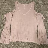 American Eagle Outfitters Tops | Cold Shoulder Shirt | Color: Cream/Tan | Size: M