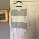 Free People Dresses | Free People Sparkly Striped Sweater Dress | Color: Cream | Size: Xs