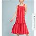 Anthropologie Dresses | Anthropologie Striped Fluted Hem Midi Dress Bnwt | Color: Red | Size: Xs