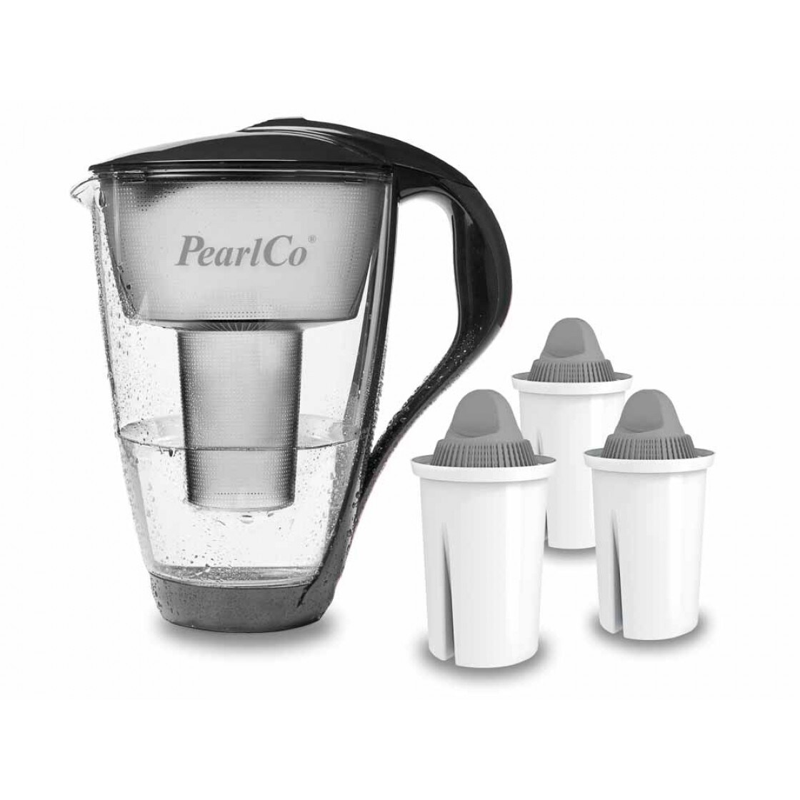 PearlCo Glas-Wasserfilter anthrazit inkl. 3 Protect+ Filterkartuschen Image
