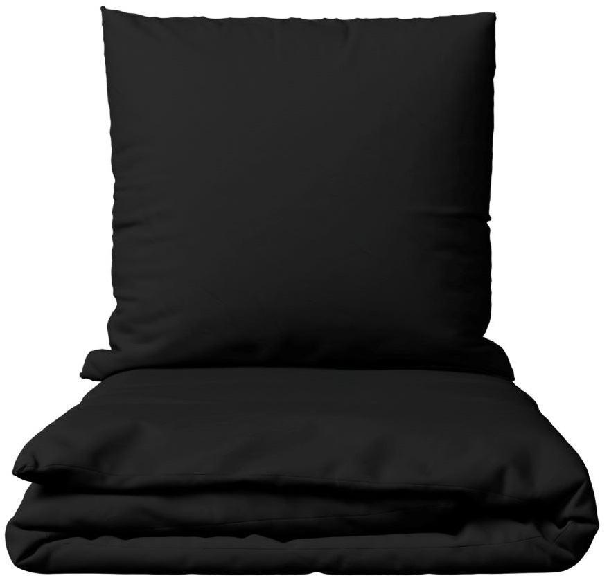 Leonado Vicenti Bettwäsche Baumwolle 200x220 + 2x 80x80 cm Einfarbig Uni Schwarz mit Reißverschluss Image