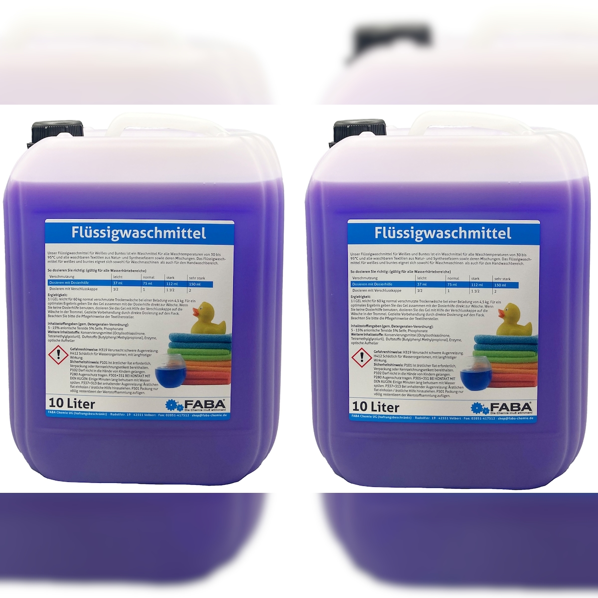 FABA Chemie 2 x 10 L Flüssigwaschmittel Konzentrat lila Universal Color Image