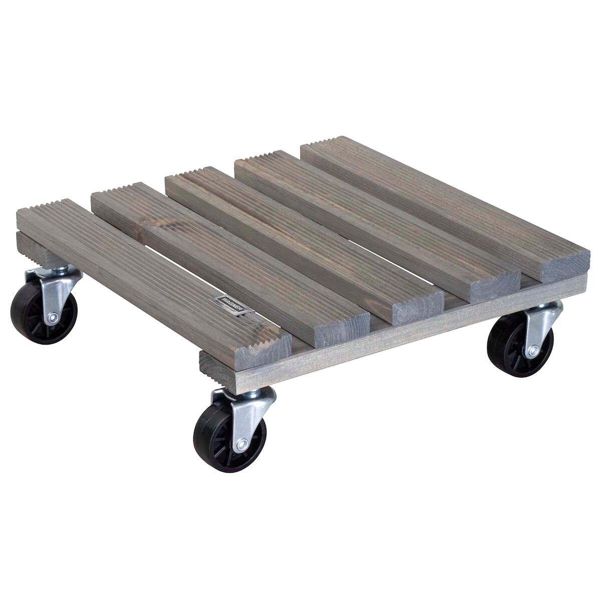 WAGNER Pflanzenroller VINTAGE 29 x 29 x 8,5 cm, außen & innen, Holz geriffelt grau, Tragkraft 150 kg, EU Ware - 20085401 Image