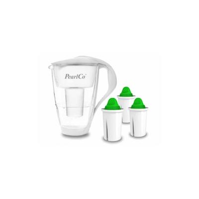 PearlCo Glas-Wasserfilter weiß inkl. 3 Alkaline Filterkartuschen