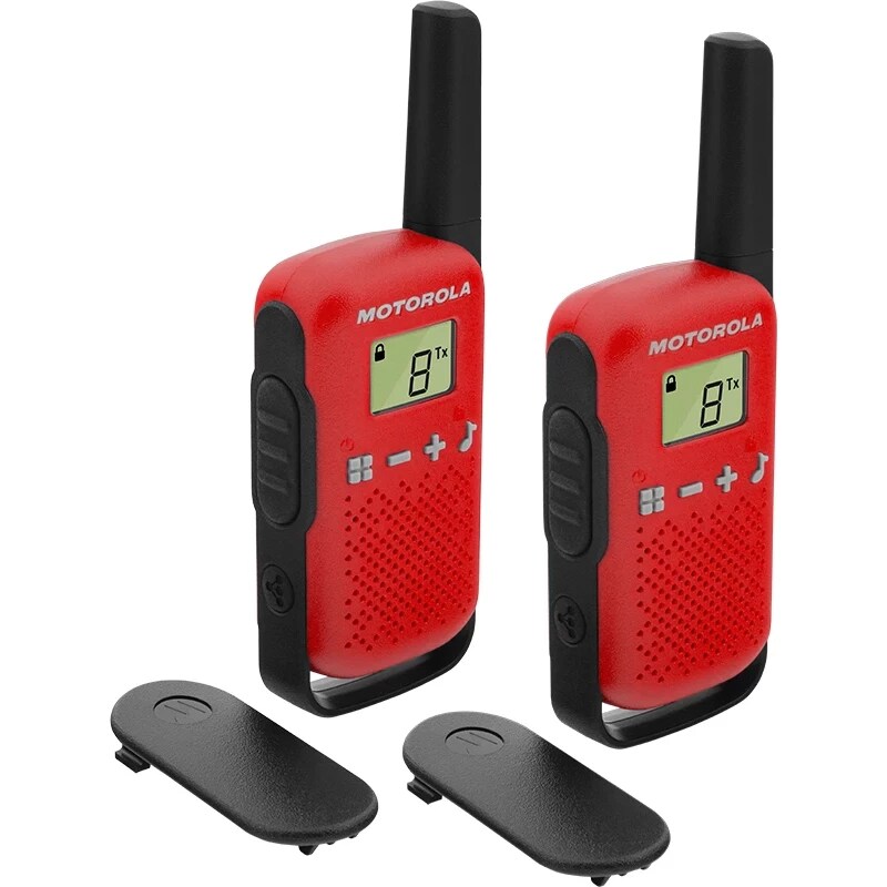 Motorola T42 RED Walkie Talkie PMR446, 16 Kanäle, 4 km, Rot, 2er‑Set, Gruppenruf Image
