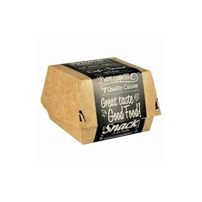 200x Burgerboxen aus Pappe FSC pure 12,5 x 12,5 cm 'Good Food' groß