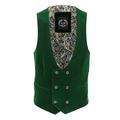 Mens MAK Green Soft Velvet Waistcoat Wedding Party Retro Tailored Fit Suit Vest [AMZCH-UWC-MAK-GREEN-38]