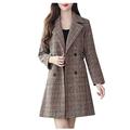 IQYU Women's Medium Length Plus Velvet Wool Coat Thick Fur Wool Coat Ladies Oversized Lapel Cashmere Wool Blend Belt Trench Coat, coffee, M