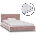 vidaXL Letto con Materasso Memory Foam Rosa Velluto 90x200 cm