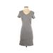 Old Navy Casual Dress - Mini V-Neck Short sleeves: Gray Solid Dresses - Used - Size X-Small
