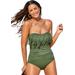 Plus Size Women's Fringe Bandeau One Piece Swimsuit by Swimsuits For All in Military (Size 10)