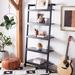 Steelside™ Adams 72.44" H x 31.49" W Solid Wood Ladder Bookcase Wood in Black | 72.44 H x 31.49 W x 11.02 D in | Wayfair