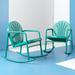 Hashtag Home Outdoor Burley Rocking Metal Chair in Blue | 32.25 H x 22.5 W x 33.13 D in | Wayfair 3D336AFCA64E4E88B23C3F85A19CEBDA