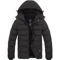 Wantdo Men's Winter Warm Jacket Lightweight Outdoor Jacket Thicken Cotton Coat Hooded Puffer Coat Grey S