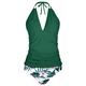 Yonique Womens Halter Tankini Swimsuits V Neck Tankini Tops with Bikini Bottom Two Piece Tummy Control Bathing Suits - green - Medium