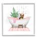Stupell Industries Chic Yorkie Dog In Pink Bubble Bath White Framed Giclee Texturized Art By Ziwei Li Wood in Brown | 17 H x 17 W x 1.5 D in | Wayfair