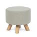 Corrigan Studio® Round Ottoman Foot Rest Stool, Small Fabric Footstool w/ Non-Skid Wood Legs, Beige Polyester in Gray | 7 H x 11 W x 11 D in | Wayfair