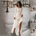 Smileven — Robe de mariée coupe sirène en dentelle 2020 robe de style Boho à manches longues et dos