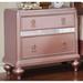 2 Drawers Wooden Nightstand with Mirror Trim