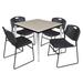 Kahlo 42" Square Breakroom Table- Maple/ Chrome & 4 Zeng Stack Chairs- Black