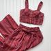 American Eagle Outfitters Pants & Jumpsuits | Aeo Crop Top Wide Leg Pant Set Xs M | Color: Brown/Purple | Size: M And Xs