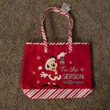 Disney Bags | Disney World Canvas Tote Bag Holiday Mickey | Color: Brown/Red | Size: 18”X14”