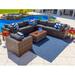 Latitude Run® Sorrento 9 Piece Rattan Sectional Seating Group w/ Cushions Synthetic Wicker/All - Weather Wicker/Wicker/Rattan in Gray | Outdoor Furniture | Wayfair
