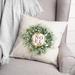 Three Posts™ Kliebert Noel Wreath Square Pillow Cover & Insert Polyester/Polyfill blend | 16 H x 16 W x 1.5 D in | Wayfair