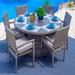 Latitude Run® Yussuf Round 6 - Person 59" Long Outdoor Dining Set w/ Cushions Plastic/Wicker/Rattan in Gray | Wayfair