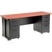 Interion Office Desk w/ 6 Drawers, 72" X 24", Cherry Wood/Metal in Brown/Gray | 29 H x 72 W x 24 D in | Wayfair 670076CH