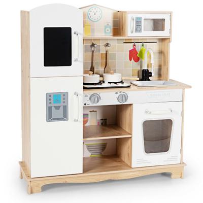 Costway Wooden Kids Pretend Kitchen Playset Cookin...