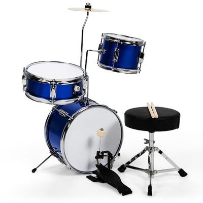 Costway 5 Pieces Junior Drum Set with 5 Drums-Blue