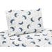 Moon and Star Collection 4-piece Queen Sheet Set - Navy Blue and Gold Watercolor Celestial Sky Gender Neutral Outer Space Galaxy