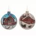 Transpac Glass Multicolor Christmas Barn and Farm Ornaments Set of 2