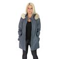 A1 FASHION GOODS Ladies Duffle Real Leather Coat Hooded Fitted 3/4 Length Parka Jacket Black Brown Sky Blue - Nina (Sky Blue, 14)