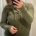 American Eagle Outfitters Sweaters | American Eagle Outfitters Pullover Lace Up Sweater Size Small | Color: Green | Size: S