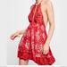 Free People Dresses | Free People Patterned Halter Red Dress | Color: Red/White | Size: L