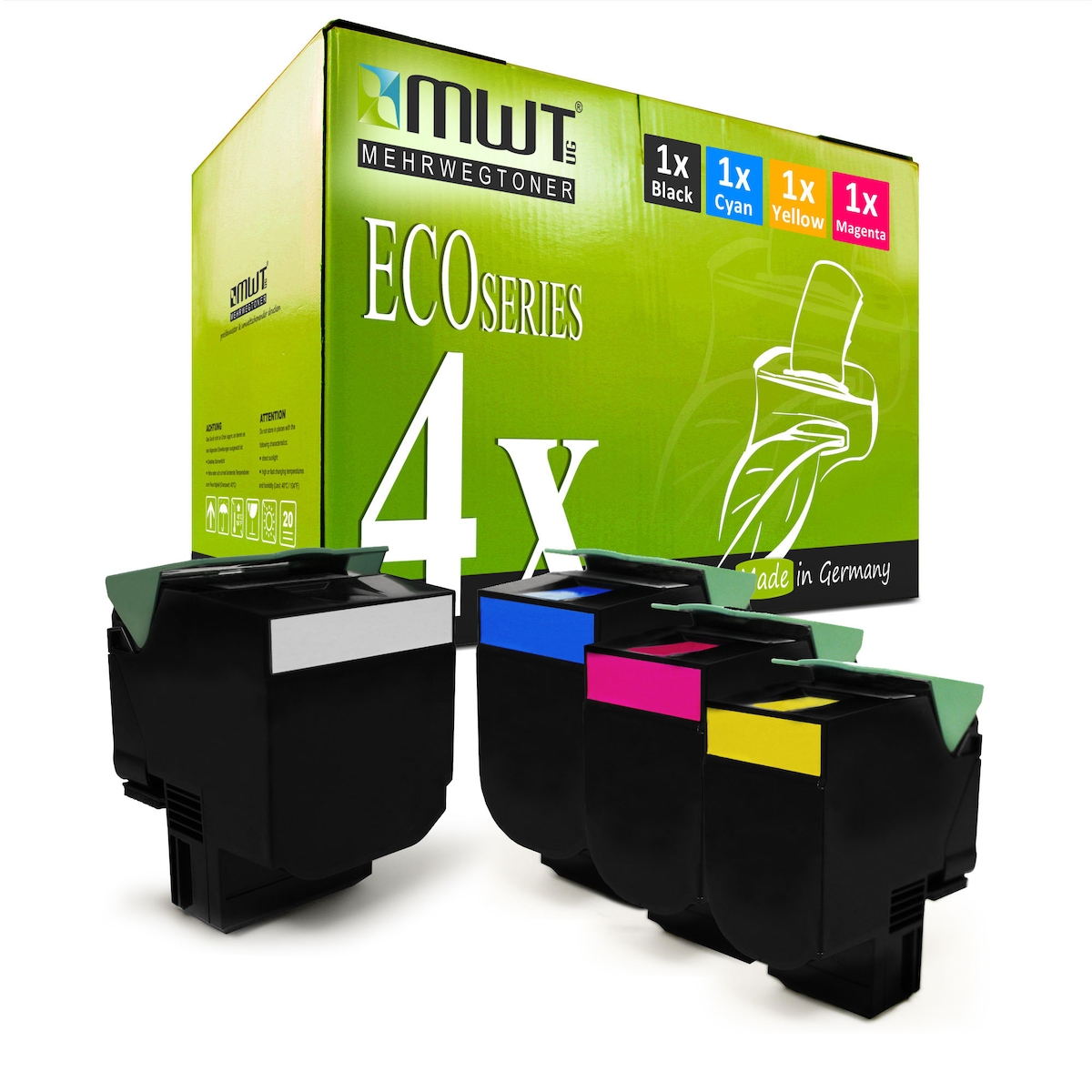 4 Mehrwegtoner kompatible Lasertoner ersetzt Lexmark 71B0010 71B20K0 71B0020 71B20C0 71B0030 71B20M0 71B0040 71B20Y0 Mehrfarbig Image