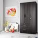 Ebern Designs 3 Doors Wardrobe, 2 Drawers, 1 Lock - 36W Wood in Brown | 72 H x 36 W x 20 D in | Wayfair E976F749953F4785B5696CC58AB919D8