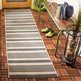 Gray/White 27 x 0.25 in Indoor/Outdoor Area Rug - Highland Dunes Pontianak Striped Gray/Bone Indoor/Outdoor Area Rug | 27 W x 0.25 D in | Wayfair