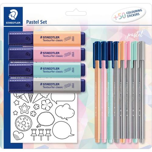 Schreibset XL Pastell, 15-tlg., inkl. Sticker