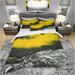 Designart 'White, Black and Yellow Marbled Acrylic Painting' Modern & Contemporary Bedding Set - Duvet Cover & Shams