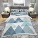 Designart 'minimal Triangles IV Blue' Geometric Bedding Set - Duvet Cover & Shams