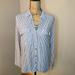 Zara Tops | 5/$25 Small Zara Basic Blue And White Striped Blouse With Lace Up Collar | Color: Blue/White | Size: S