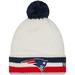 Men's New Era White England Patriots Retro Cuffed Knit Hat with Pom