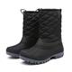 JSWEI Women's Mid Calf Snow Boots - Insulated Comfortable Memory Foam Faux Fur Winter Boots for Outdoor - Black UK 4