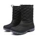 JSWEI Women's Mid Calf Winter Snow Boots Insulated Comfortable Memory Foam Fur Winter Snow Boots Faux Fur Winter Boots for Outdoor Black UK 4