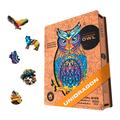 UNIDRAGON Original Wooden Jigsaw Puzzle - Charming Owl, 650 pcs, Royal Size 13.8"x23.5", Unique Animal Shaped Puzzle Box, Birthday Gift Idea for Kids, Adults, Girls, Boys, Family Game and Hobby